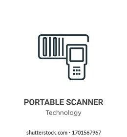 Portable scanner outline vector icon. Thin line black portable scanner icon, flat vector simple element illustration from editable technology concept isolated stroke on white background