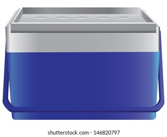 Portable sealed storage box cold drinks and food. Vector illustration.