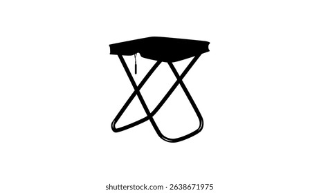 Portable Small Folding Stool, black isolated silhouette