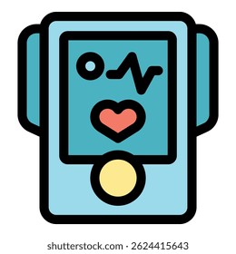 Portable smart watch displaying heartbeat and heart symbol, ideal for fitness and health tracking