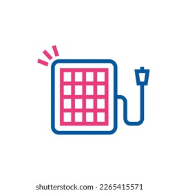 Portable solar panel icon, sign. Rechargeable power station. Convert the sunlight into clean energy. Generator system. Easy carry and use. Editable vector illustration in outline style