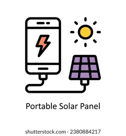 Portable Solar panel  vector Filled outline Design illustration. Symbol on White background EPS 10 File 