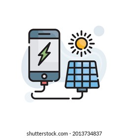 Portable solar panel vector outline filled icon style illustration. EPS 10 file 