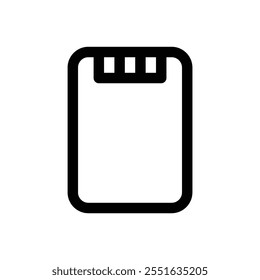 Portable solid state drive. Editable stroke vector icon on white background.
