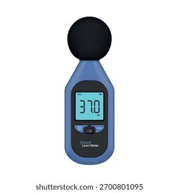 Medidor de nível de som portátil com exibição visual de níveis de som em diferentes ambientes para monitoramento eficaz da poluição sonora.