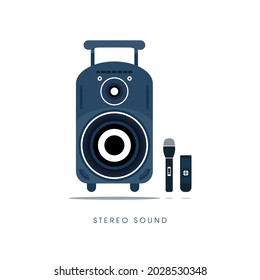 tragbares Tonsystem, Soundsystem, Vektorgrafik, weißer Hintergrund, Lautsprecher