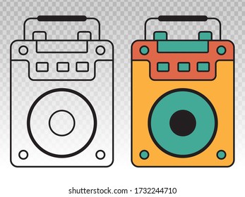 Portable speaker active flat icon on a transparent backgrounds
