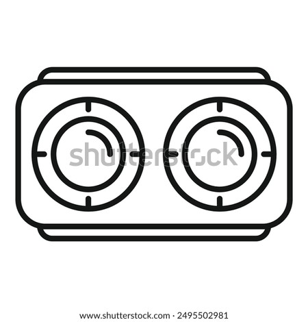 Portable speaker device playing loud music line icon, concept illustration for web, mobile and infographics