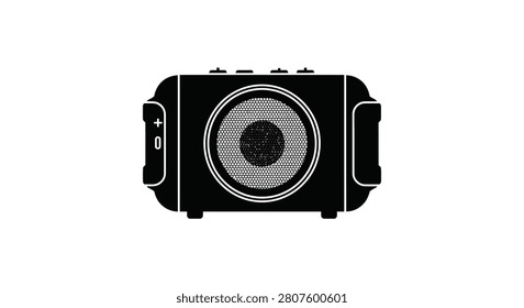 Portable Speaker Silhouette Against A White Background A Minimalist Design Silhouette
