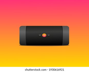 Portable speaker. Wireless speaker realistic color illustration isolated on gradient background.