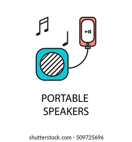 Portable speakers line icon. Vector symbol on the topic of personal devices. Color minimalist element for design of website, company's visit card, logo an etc. Portable speakers vector icon eps 10.