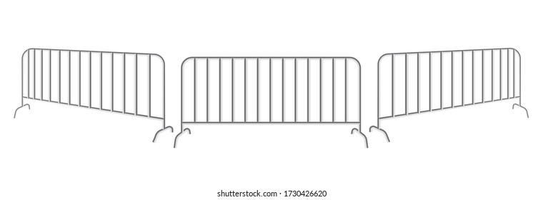 Portable steel fence. Steel construction element. Urban metal barrier isolated on a white background.