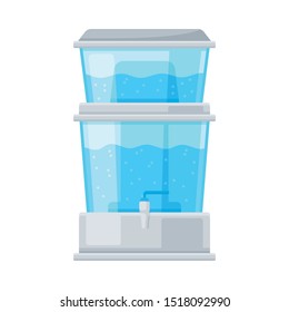 Portable Storage Tank With Filter System Flat Vector Illustration