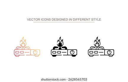 Design de ícone de fogão portátil com ilustração de estoque de fundo branco
