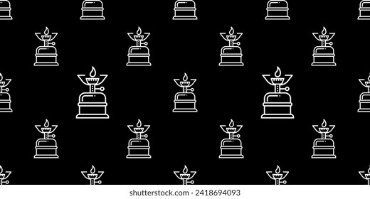 Portable Stove Icon Seamless Pattern, Hiking, Camping Stove Icon Vector Art Illustration