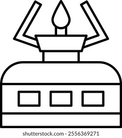 Portable Stove Vector Line Icon Design