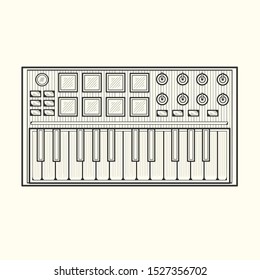 Portable Synthesizer in Line Art Version