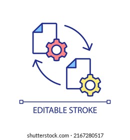 Portable system file RGB color icon. Computer operation system. Data transition and processing. Isolated vector illustration. Simple filled line drawing. Editable stroke. Arial font used