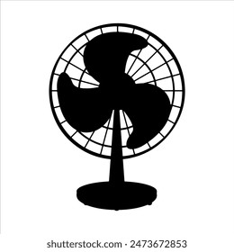 Portable table fan silhouette isolated on white background. Table fan icon vector illustration design.