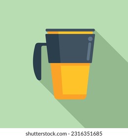 Portable thermo cup icon flat vector. Coffee mug. Recycle drink