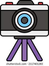 Portable three-legged frame or stand Vector Icon Design, Video blogger Symbol, vlogger or videography equipment Sign, motion pictures and film maker Stock illustration, Camera Tripod Concept