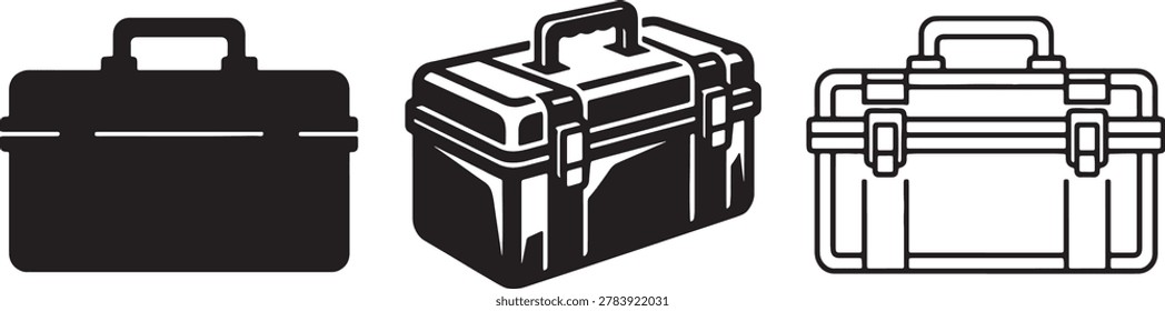 Portable tool box collection, maintenance storage containers, handyman equipment kit, hardware case set.