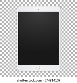 Portable touch tablet with empty screen for demonstration your design, site, application, promo on transparent background. Vector illustration.