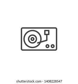 Portable turntable line icon. linear style sign for mobile concept and web design. Vinyl record disc outline vector icon. DJ music symbol, logo illustration. Vector graphics
