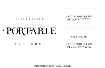 Portable typography beauty fashion elegant minimalist serif italic fonts decorative wedding vintage retro logos. Minimal luxury font alphabet logo. Vector illustration