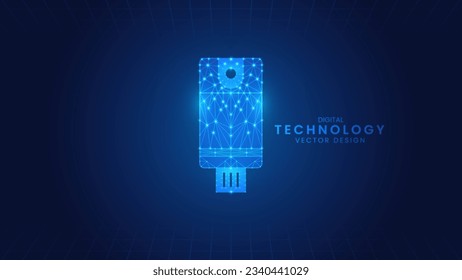 Panel de diseño de unidad usb portátil. concepto de esquema poligonal