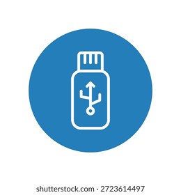 Ícone de unidade flash USB portátil para armazenamento de dados digitais e transferência de memória.