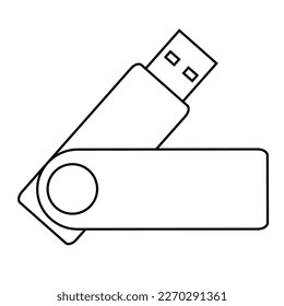 Portable USB Flash Vector line art on White Background Icon Illustration Template. Simple USB Drive Device Icons Sign Symbol.