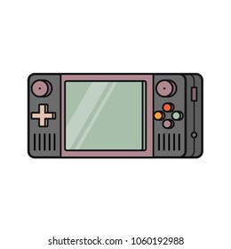 Portable Video Game Console. Flat icon on white background. Outline illustration.