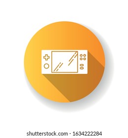 Portable video game console flat design long shadow glyph icon. Handheld gaming gadget with buttons. Pocket electronic device for playing games. Entertainment. Silhouette RGB color illustration