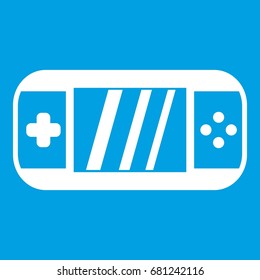 Portable video game console icon white isolated on blue background vector illustration