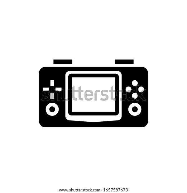 Portable video game console icon in\
black solid flat design icon isolated on white\
background