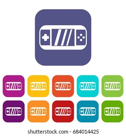 Portable video game console icons set
