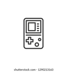 Portable video game console line icon. linear style sign for mobile concept and web design. Handheld game console outline vector icon. Symbol, logo illustration. Pixel perfect vector graphics
