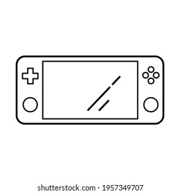 Portable video game console. Outline icon isolated on white background. Vector illustration