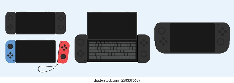 Portable video game handheld device, Gaming console device with joystick and sliding keyboard.