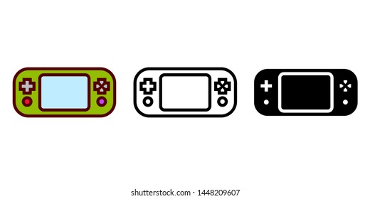 Portable Video Game Player. Icon in Different Color and Style