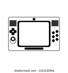portable videogame console device in black and white