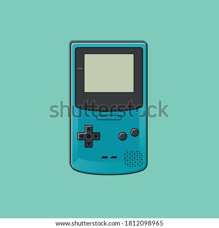 A portable videogame in vector. Electronic game icon in flat design. Classic 90s. Game Boy Color.