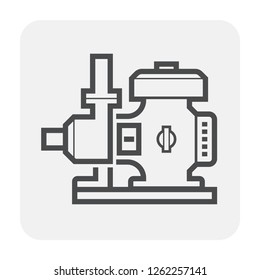 Portable water pump vector icon. Engine drive centrifugal pump by power of fuel i.e. gas, gasoline or diesel. To transfer water from lake, pond. For agriculture, irrigation, farming and drought area.
