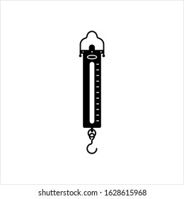 Portable Weighing Scale Icon, Weight Measuring Hanging Balance Vector Art Illustration