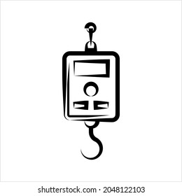 Portable Weighing Scale Icon, Weight Measuring Hanging Balance Vector Art Illustration