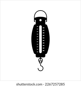 Portable Weighing Scale Icon, Weight Measuring Hanging Balance Vector Art Illustration