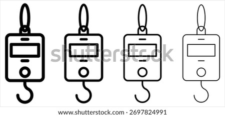 Portable Weighing Scale Icon, Weight Measuring Hanging Balance Vector Art Illustration