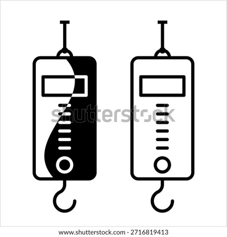 Portable Weighing Scale Icon, Weight Measuring Hanging Balance Vector Art Illustration