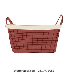 casa organizador, roupas de decoração, contentor de lixo portátil wicker lavandaria cesta de cesta de roupas. símbolo isolado vetor ilustração